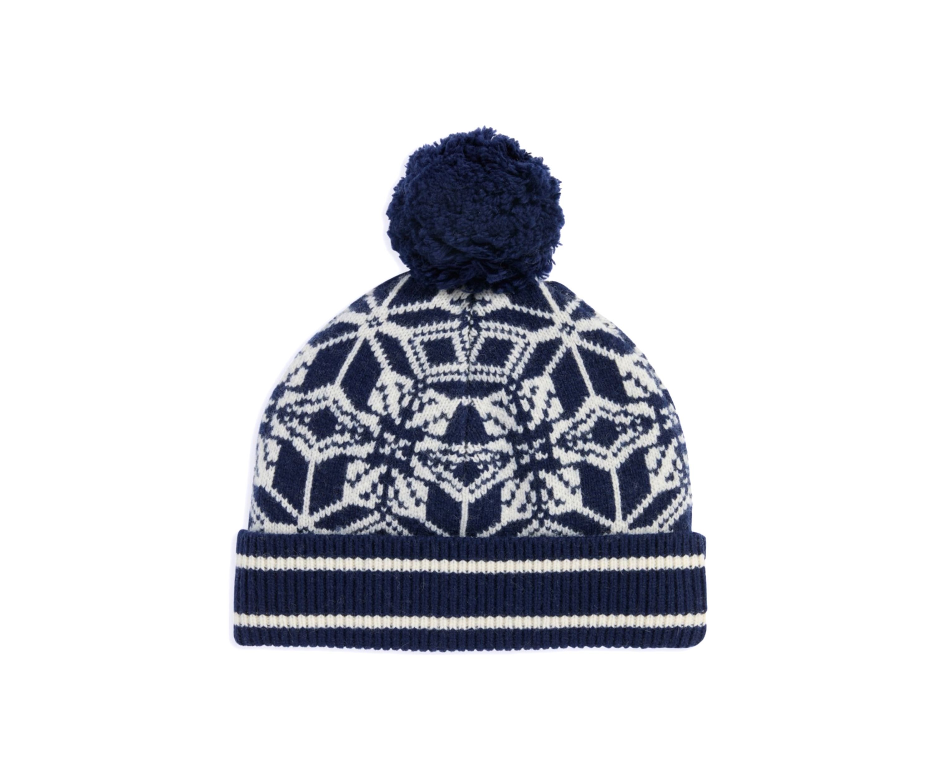 Mens Merino Wool Snowflake Beanie