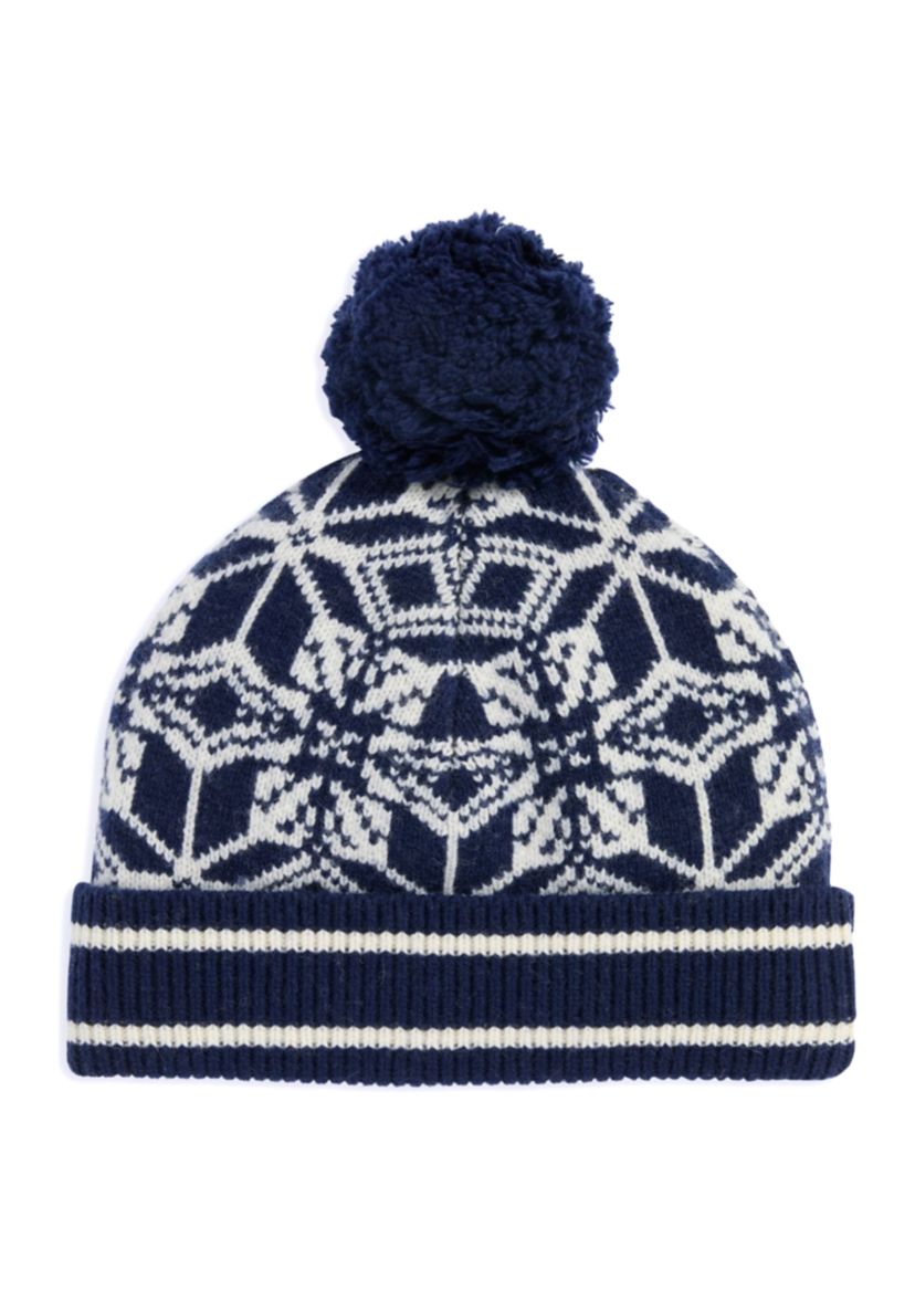 Mens Merino Wool Snowflake Beanie