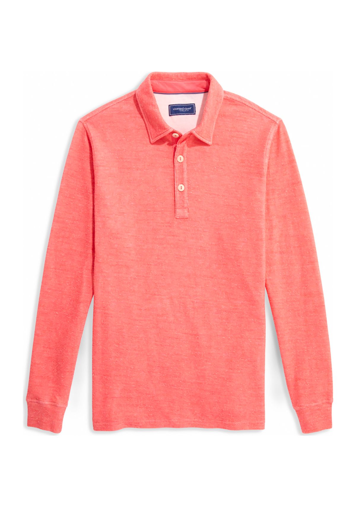 Mens Textured Long Sleeve Polo Shirt