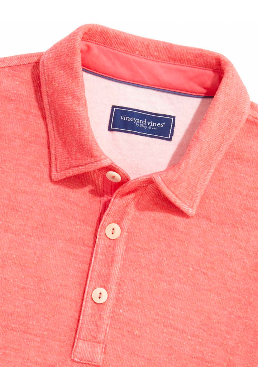 Mens Textured Long Sleeve Polo Shirt