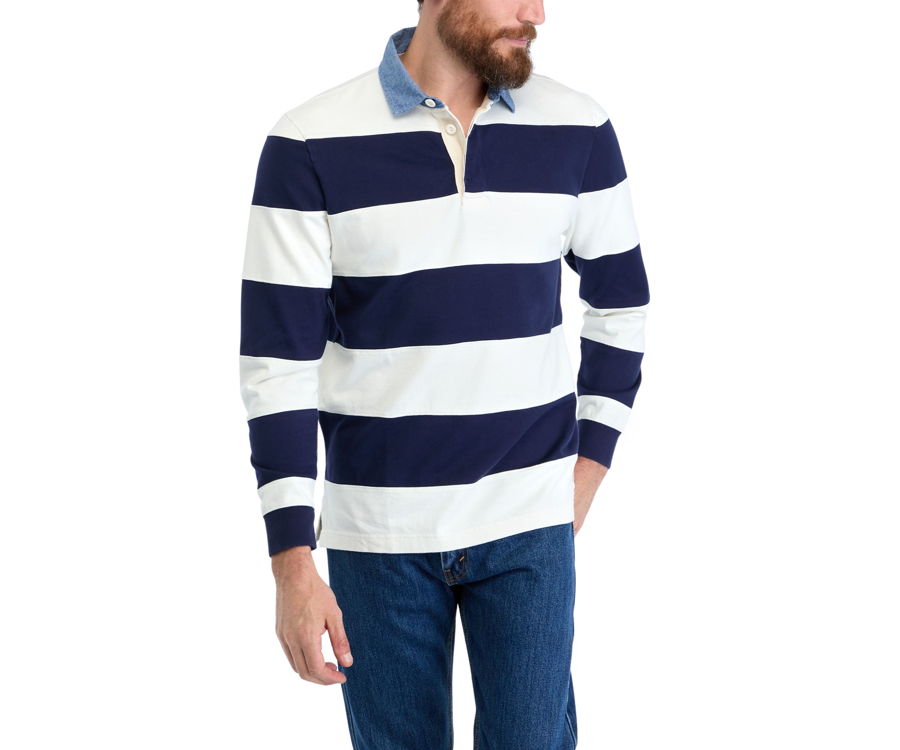 Mens Pieced Stripe Rugby Shirt