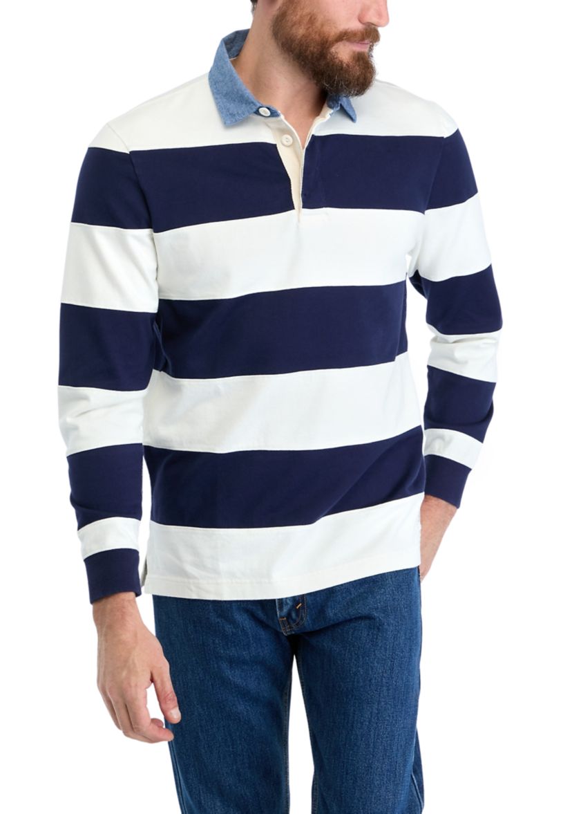 Mens Pieced Stripe Rugby Shirt