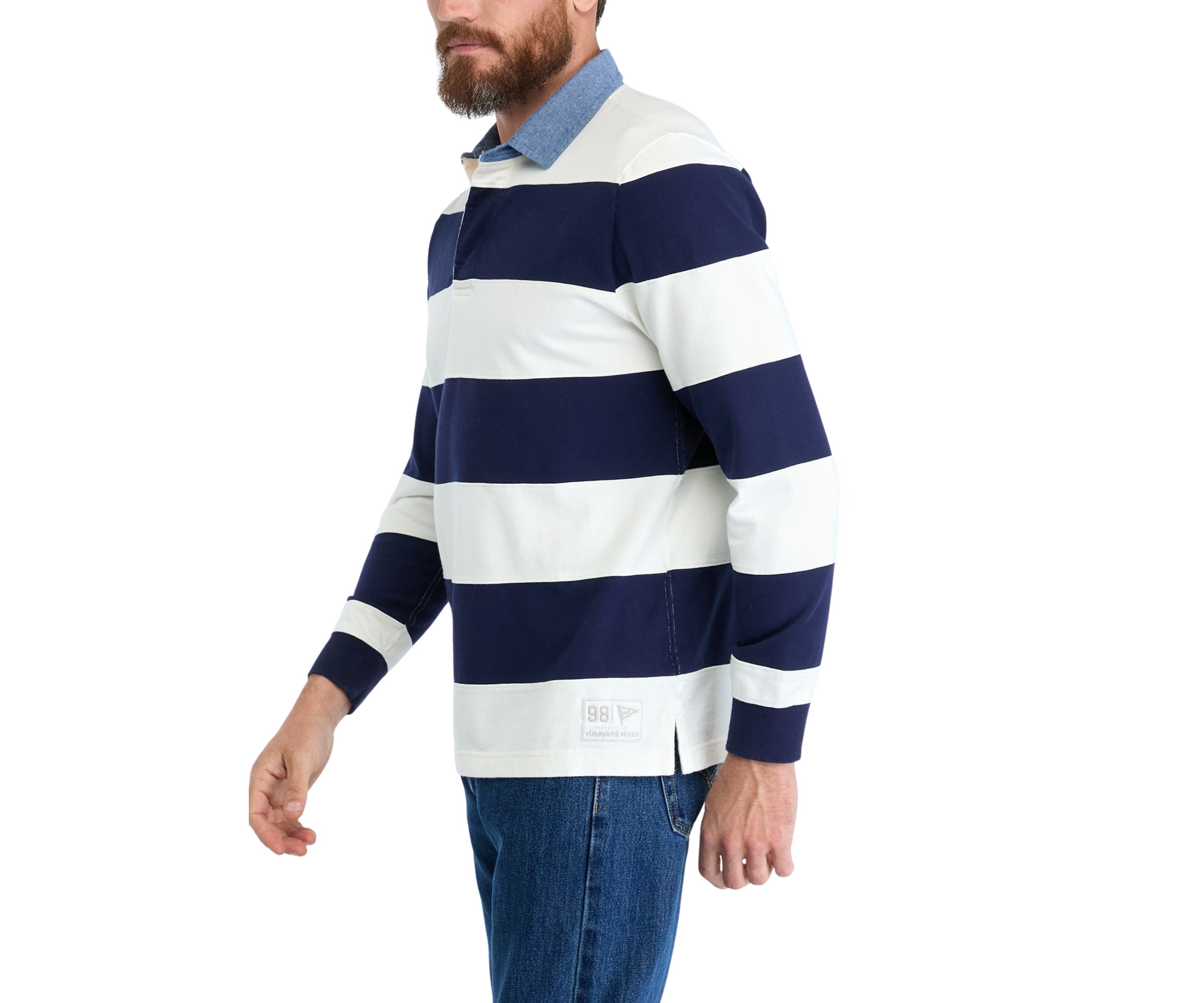 Mens Pieced Stripe Rugby Shirt