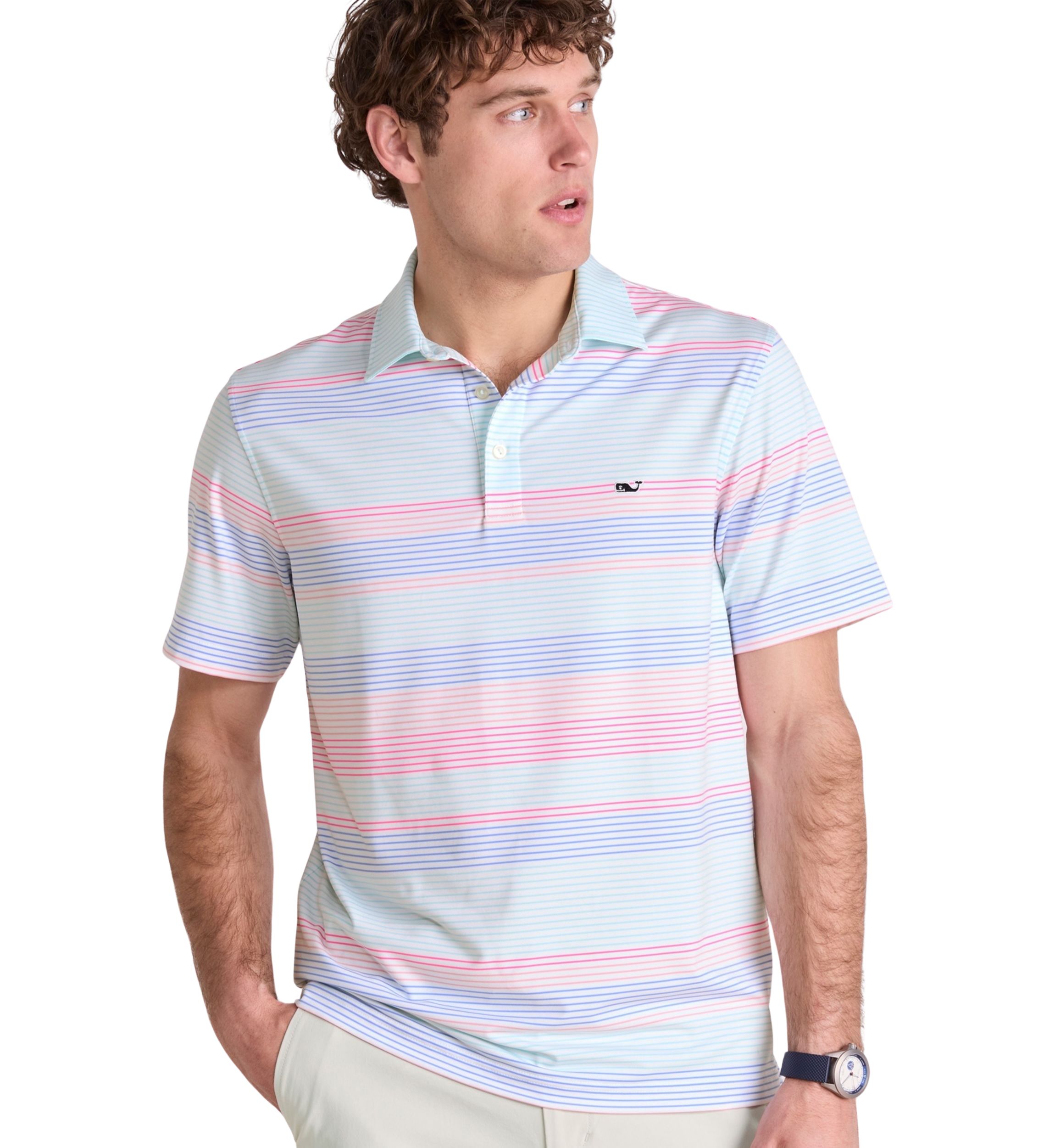Mens Harborview Engineer Stripe Sankaty Polo Shirt