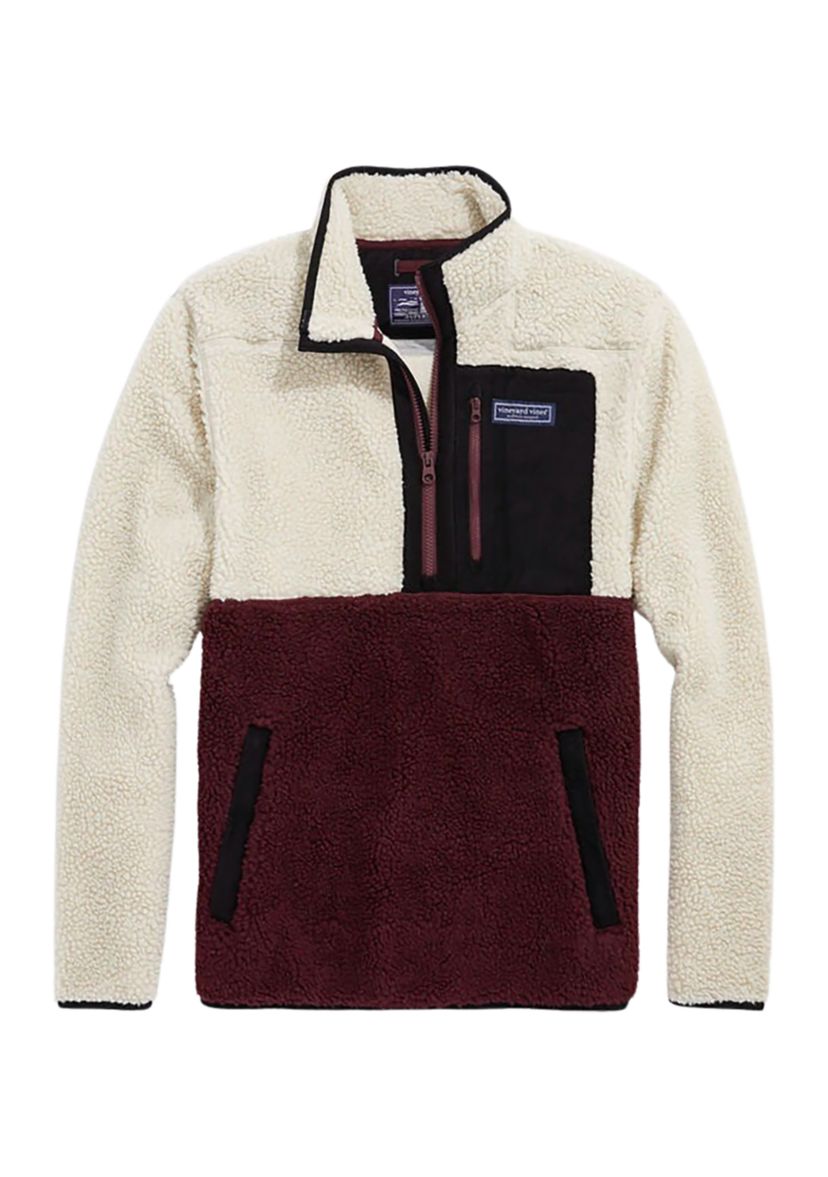 Mens Color Blocked Sherpa SuperShep Quarter Zip Jacket