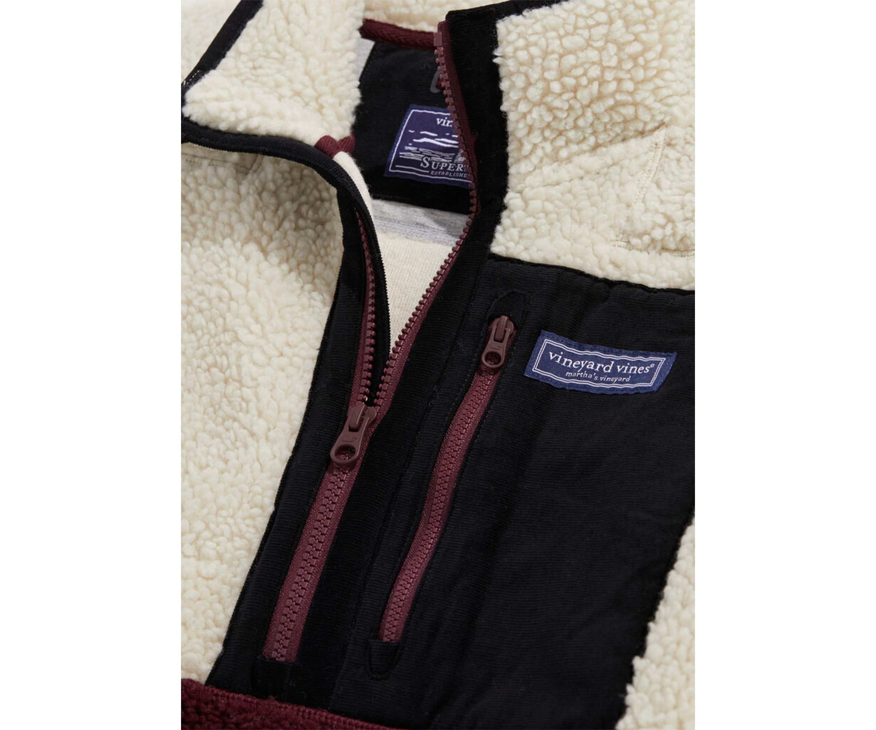 Mens Color Blocked Sherpa SuperShep Quarter Zip Jacket