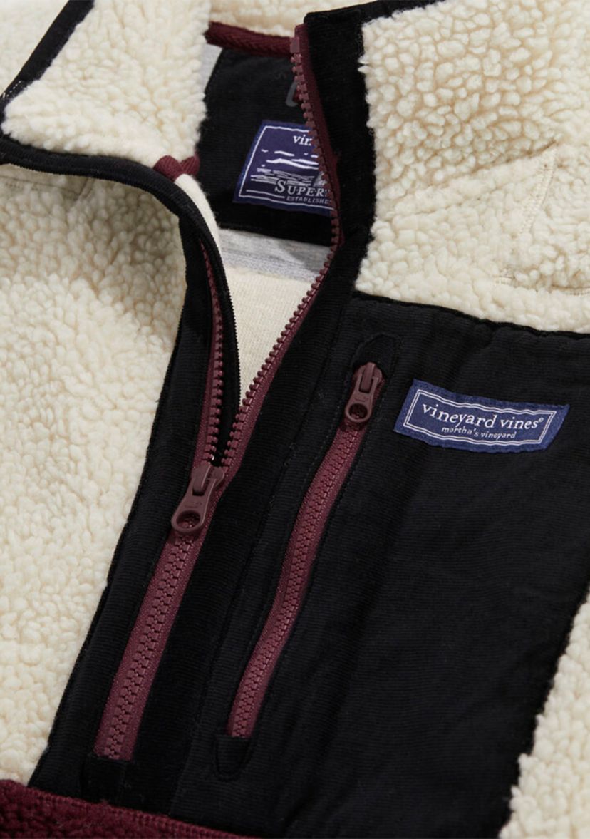Mens Color Blocked Sherpa SuperShep Quarter Zip Jacket