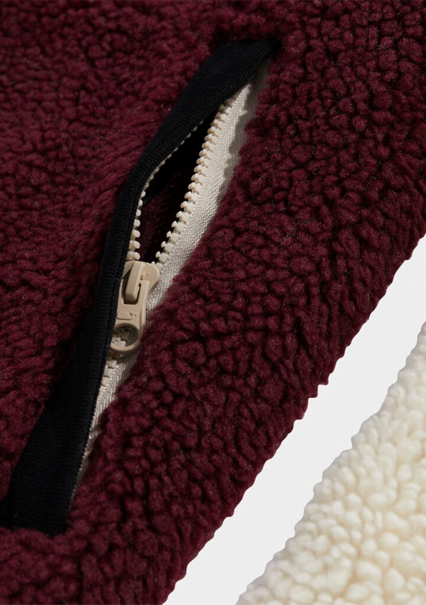 Mens Color Blocked Sherpa SuperShep Quarter Zip Jacket