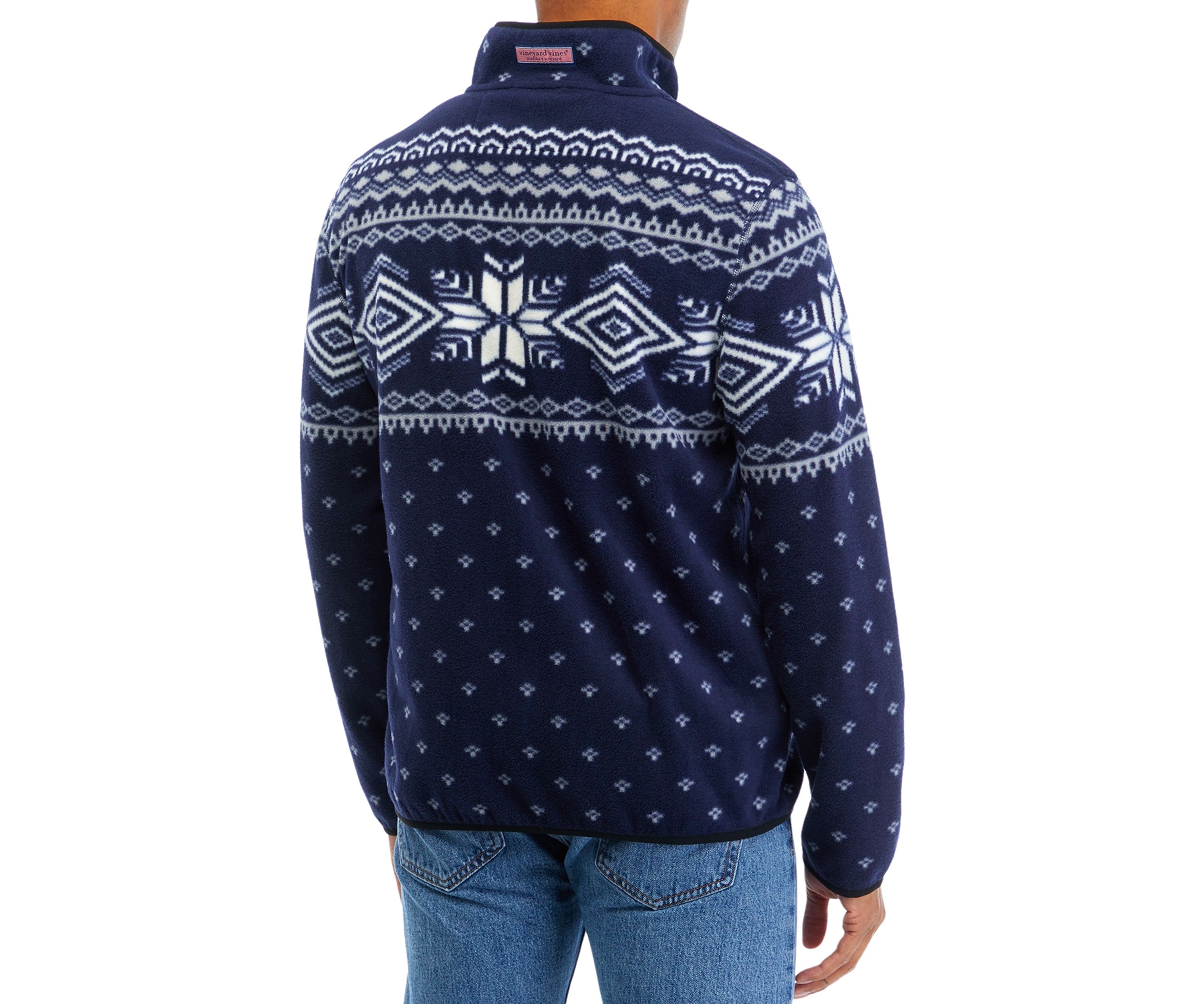 Mens Printed Fairisle Harbor Fleece Quarter Snap Sweater
