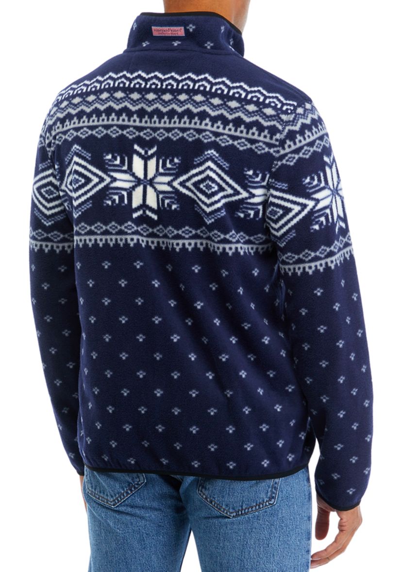 Mens Printed Fairisle Harbor Fleece Quarter Snap Sweater