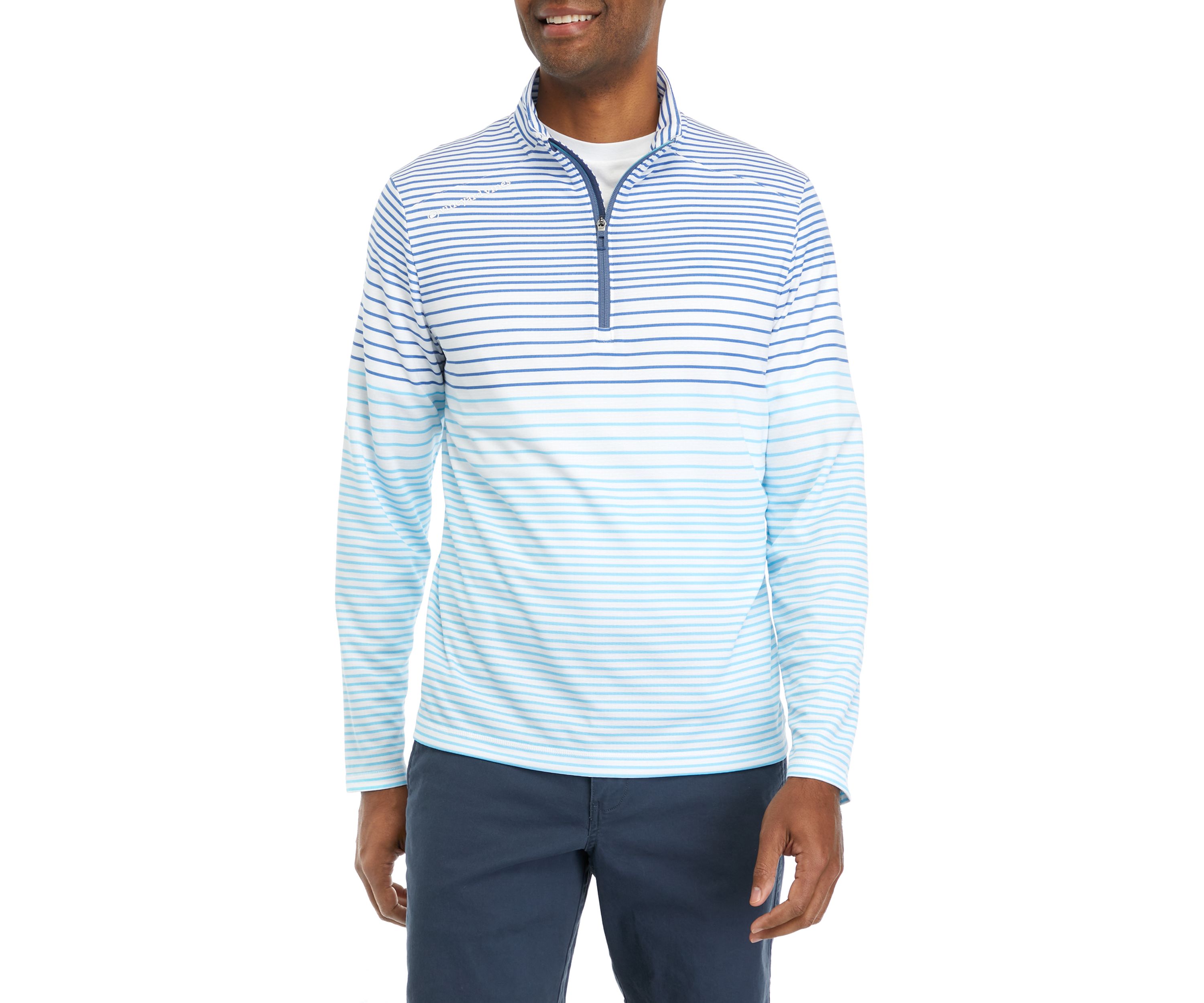 Mens Striped Sankaty Quarter Zip Shirt