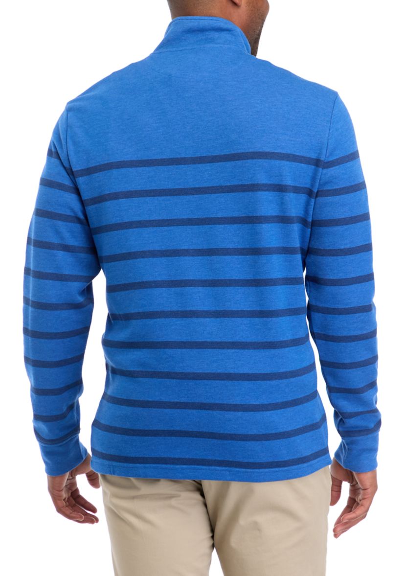 Mens Breton Stripe Saltwater 1/4 Zip Sweater