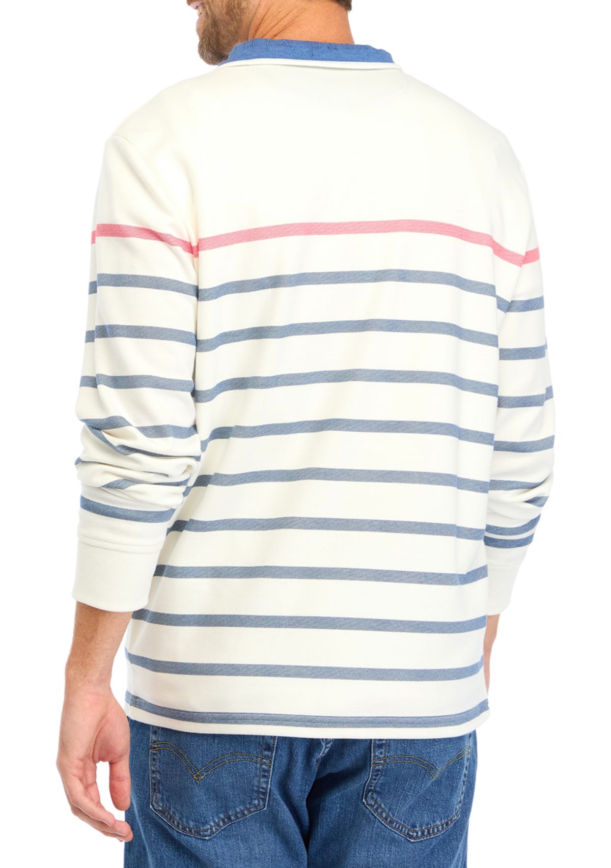 Mens Breton Stripe Saltwater 1/4 Zip Sweater