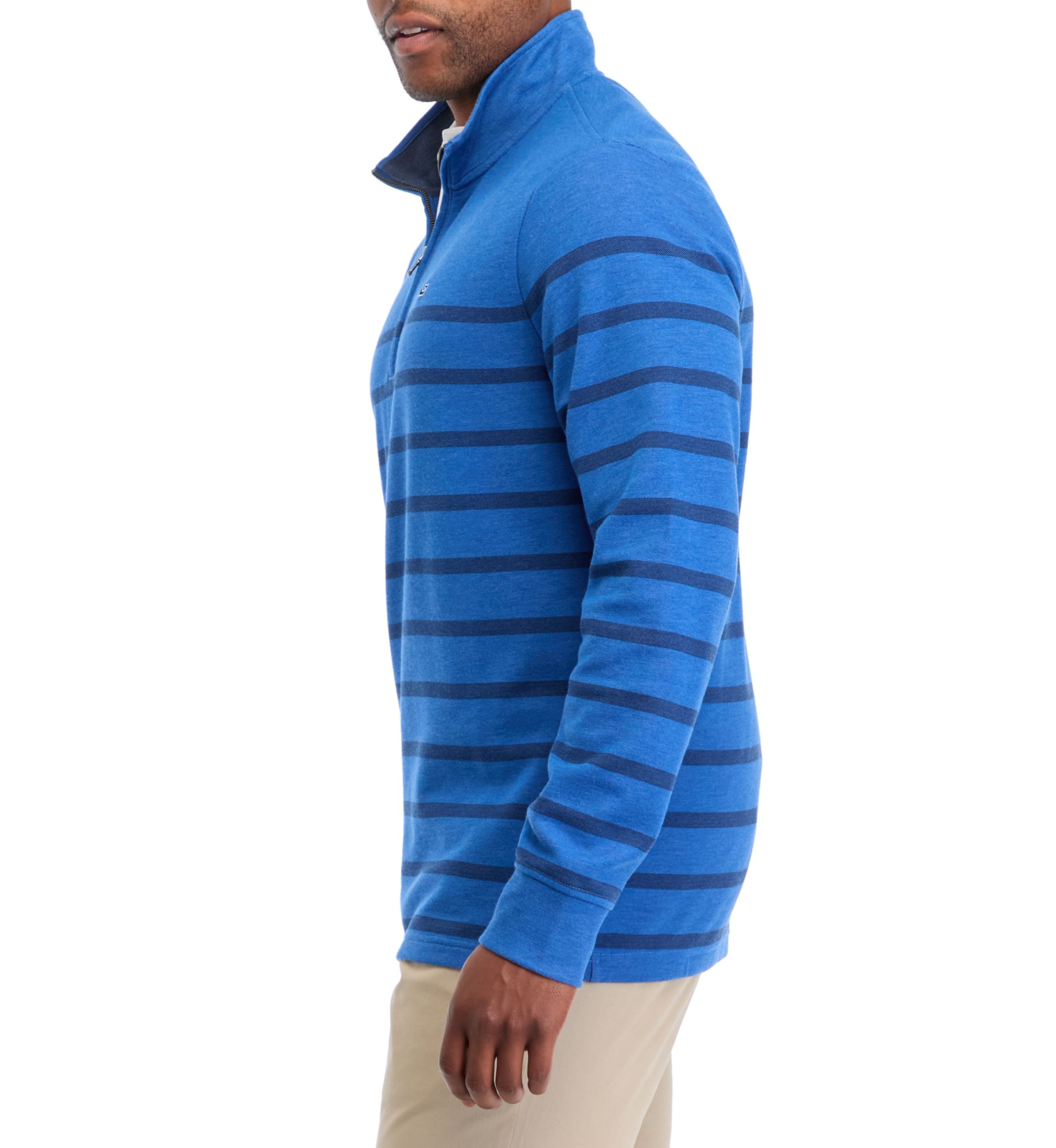 Mens Breton Stripe Saltwater 1/4 Zip Sweater