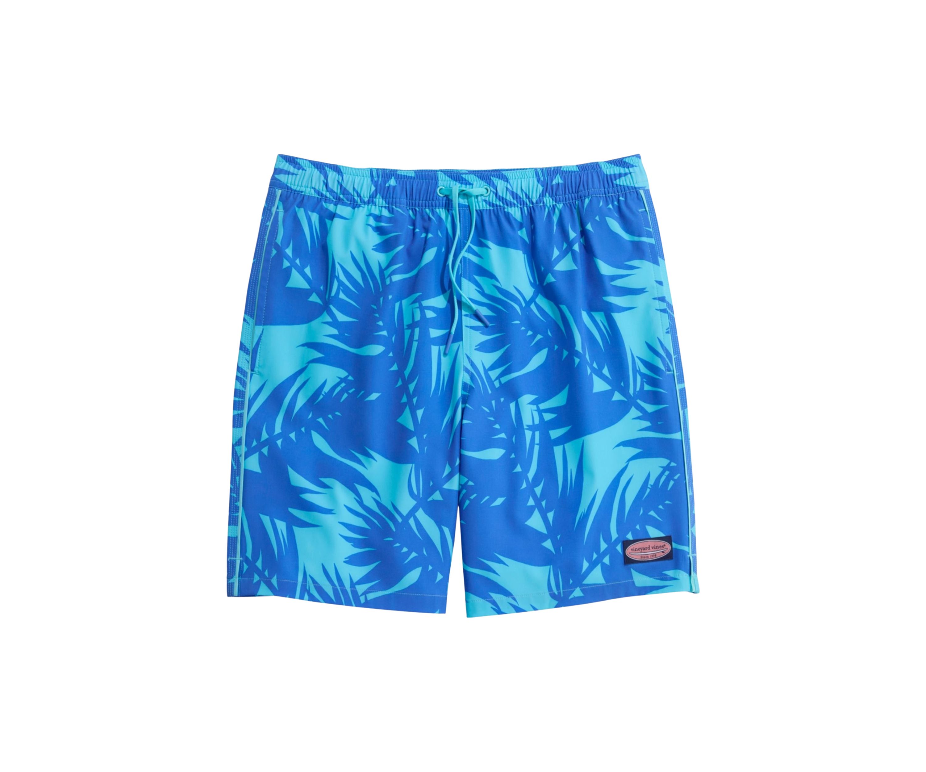 Printed Piped Swim Trunks 