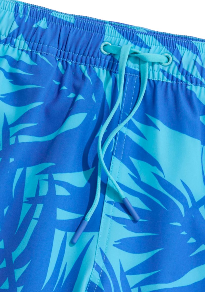Printed Piped Swim Trunks 
