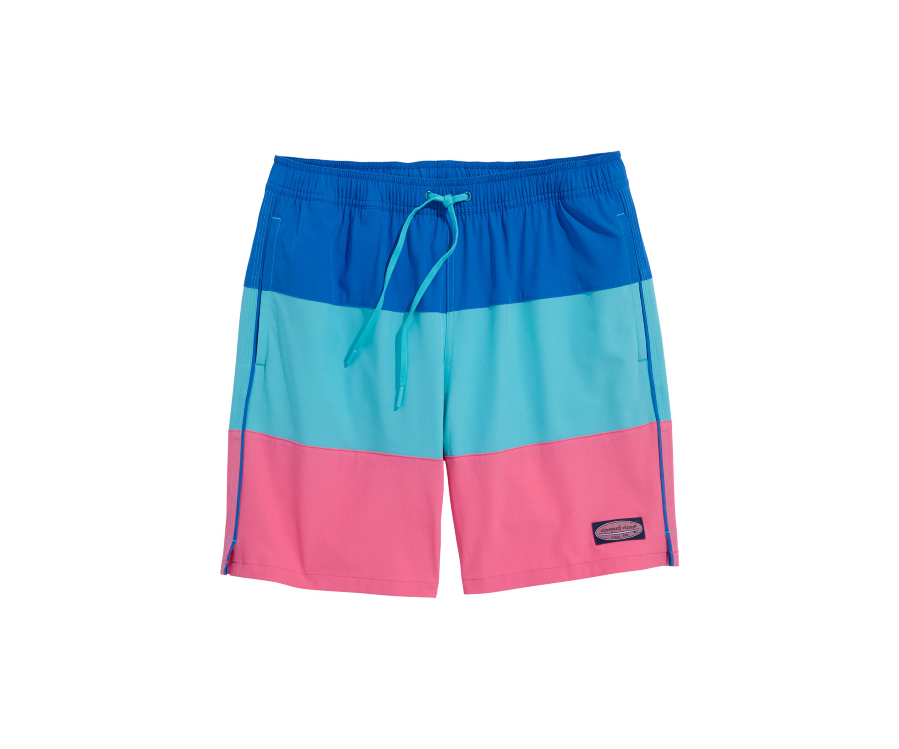 7 Colorblock Piped Chappy Swim Trunks