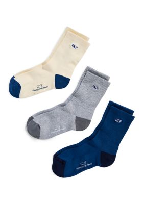 Vineyard Vines Men's Athletic Classic Whale Quarter Crew 3-Pack Socks