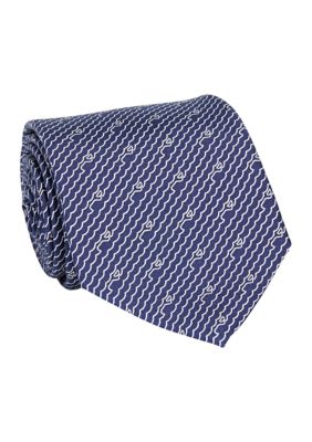 Vineyard Vines Mens Whale Wave Printed Silk Tie