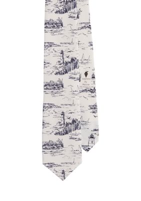 Ocean View Toile Silk Tie