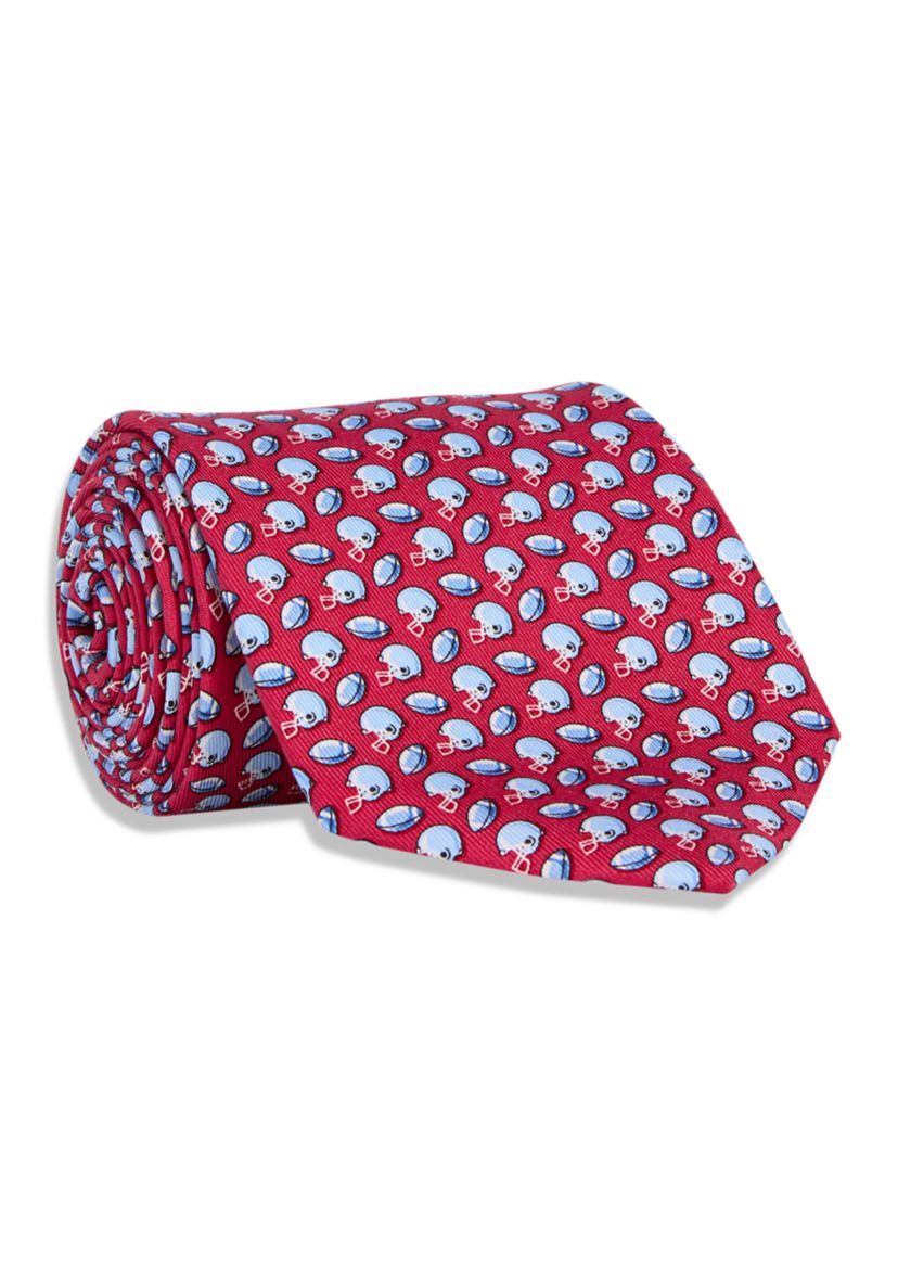 Tossed Football and Helmet Print Tie 
