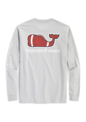 Men's Vineyard Vines White Carolina Panthers Whale Helmet Long Sleeve  T-Shirt