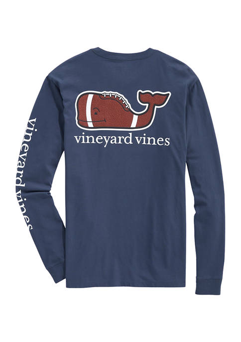 Vineyard Vines Men's Football Whale Long-Sleeve Pocket T-Shirt | belk