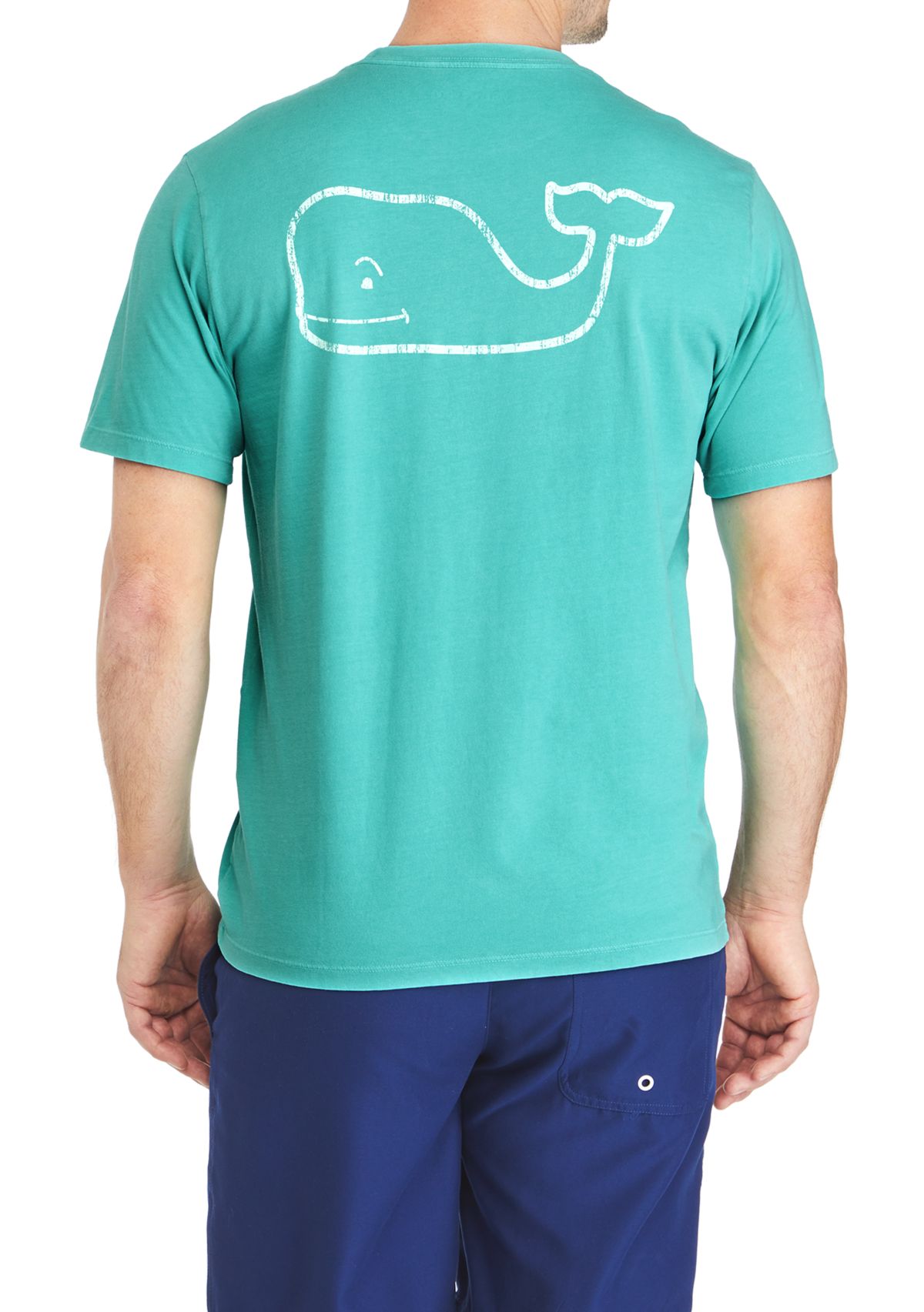 Short Sleeve Vintage Whale Pocket Graphic T-Shirt 
