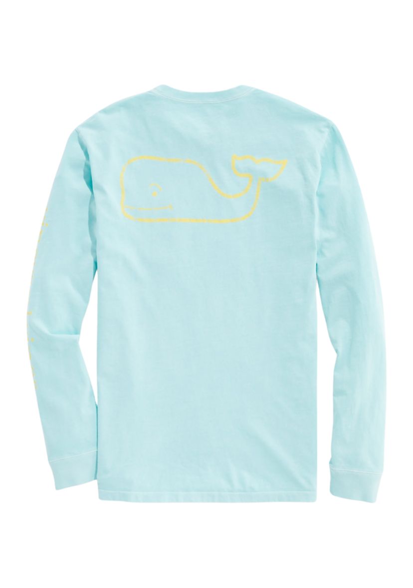 Garment-Dyed Vintage Whale Long-Sleeve Pocket T-Shirt