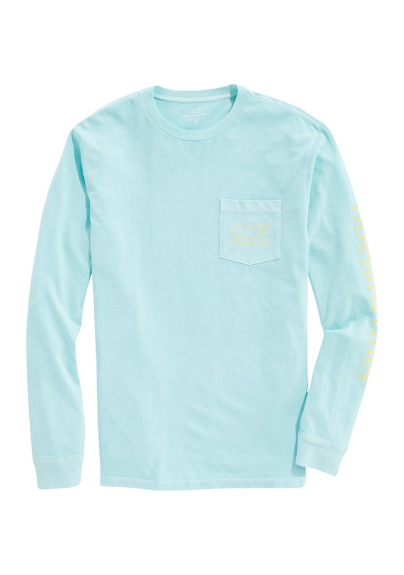Garment-Dyed Vintage Whale Long-Sleeve Pocket T-Shirt
