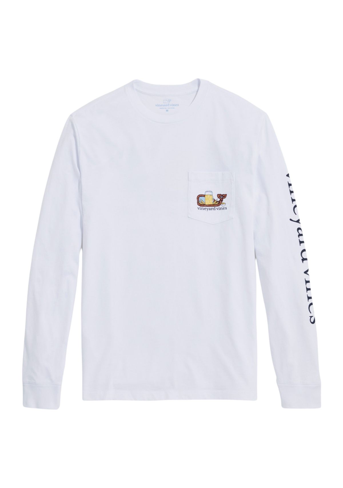 Mens Oktoberfest Pretzel Whale Long Sleeve Pocket Graphic T-Shirt