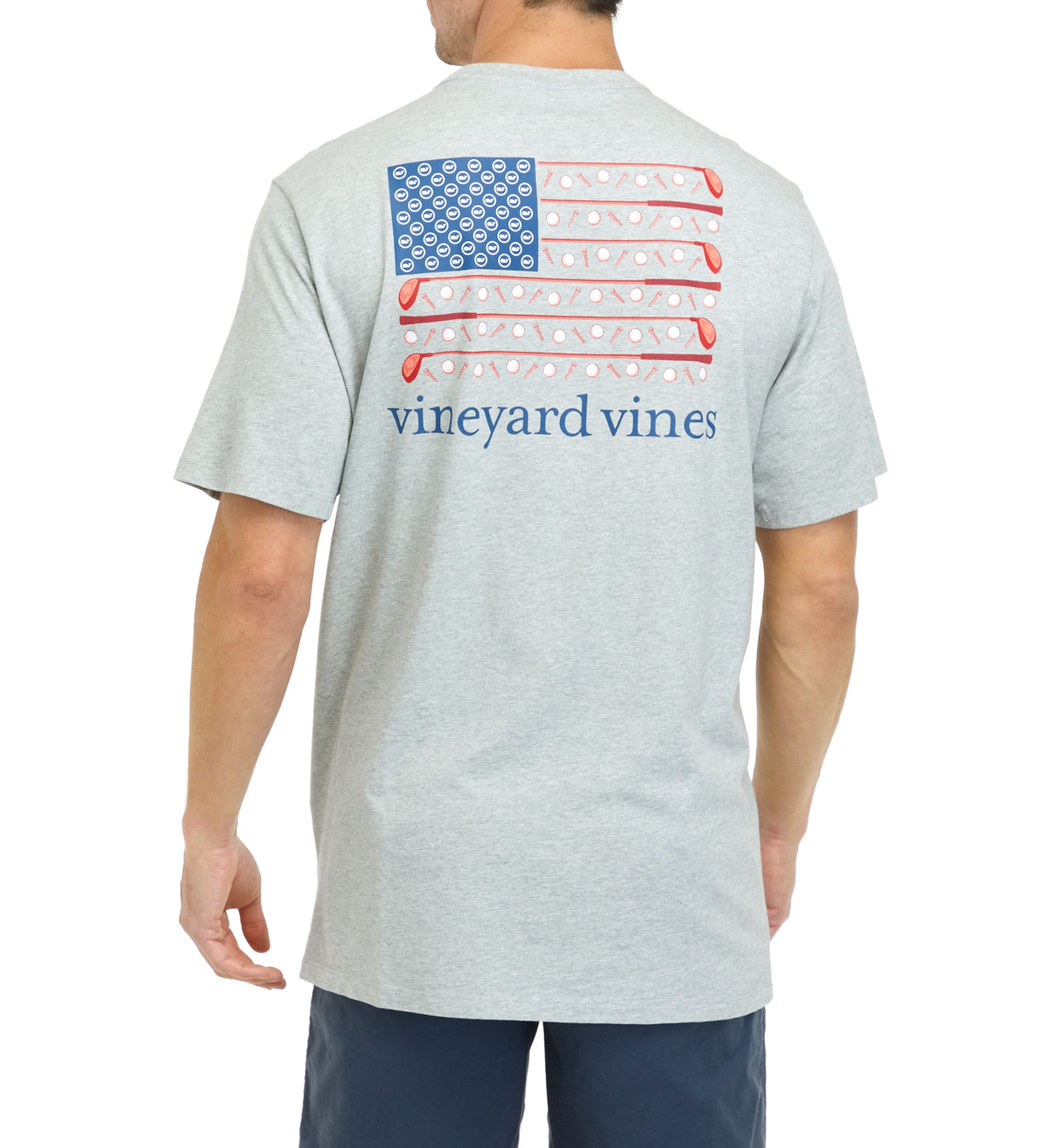 Mens Short Sleeve Golf Flag Pocket Graphic T-Shirt