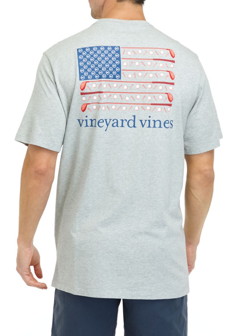 Mens Short Sleeve Golf Flag Pocket Graphic T-Shirt