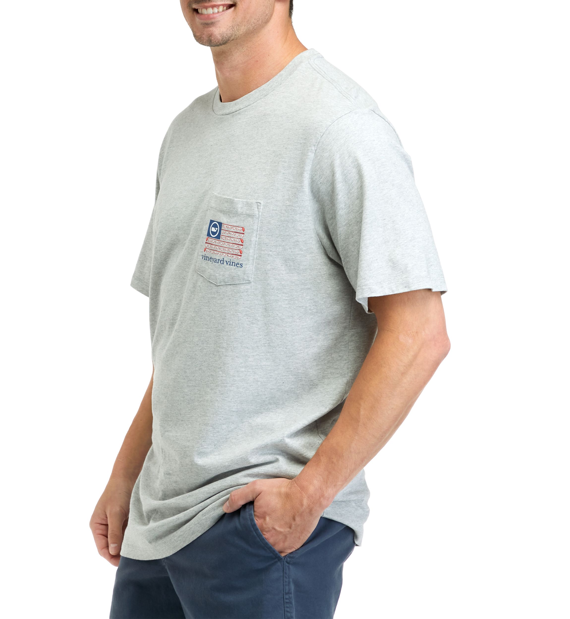 Mens Short Sleeve Golf Flag Pocket Graphic T-Shirt