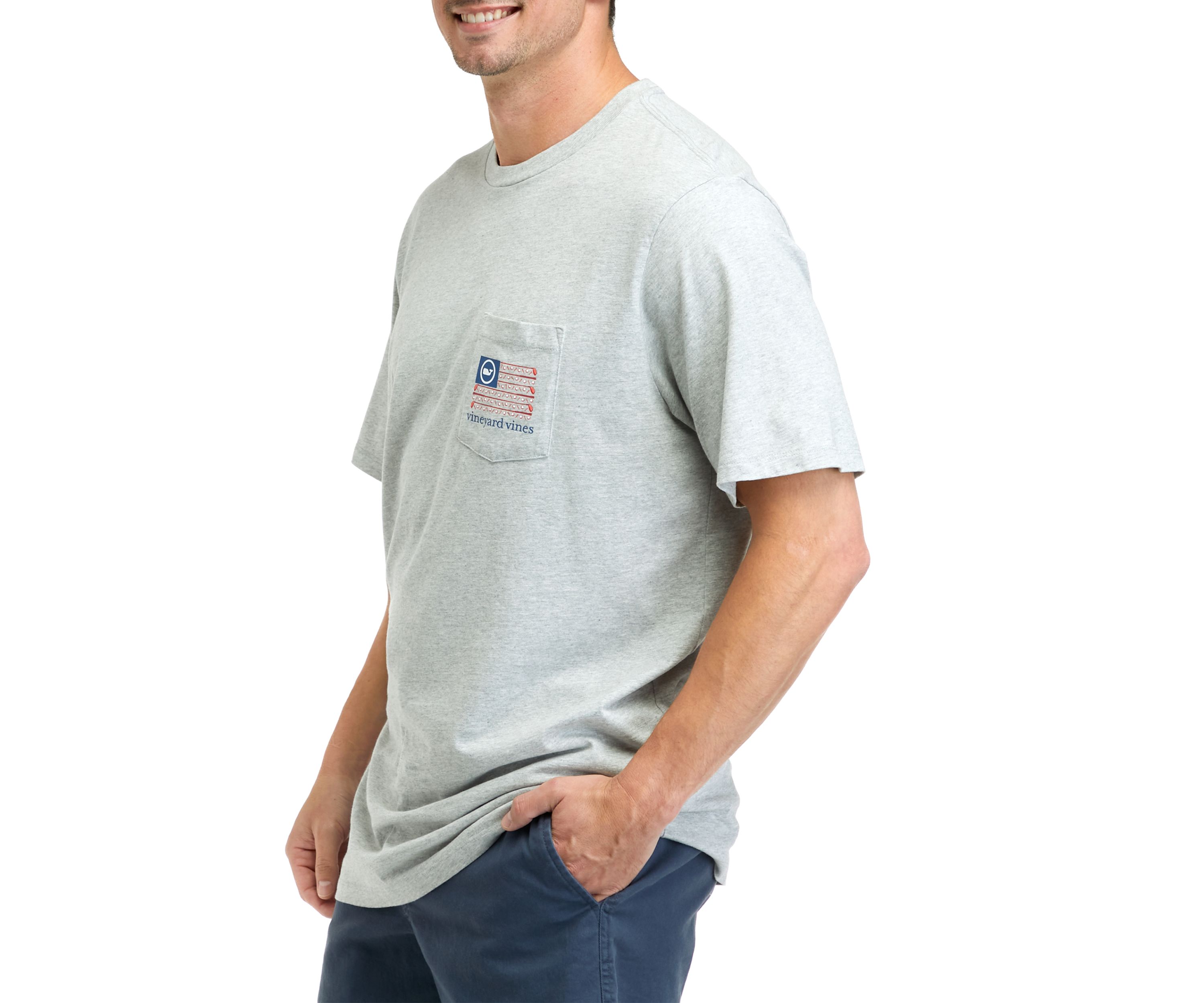 Mens Short Sleeve Golf Flag Pocket Graphic T-Shirt