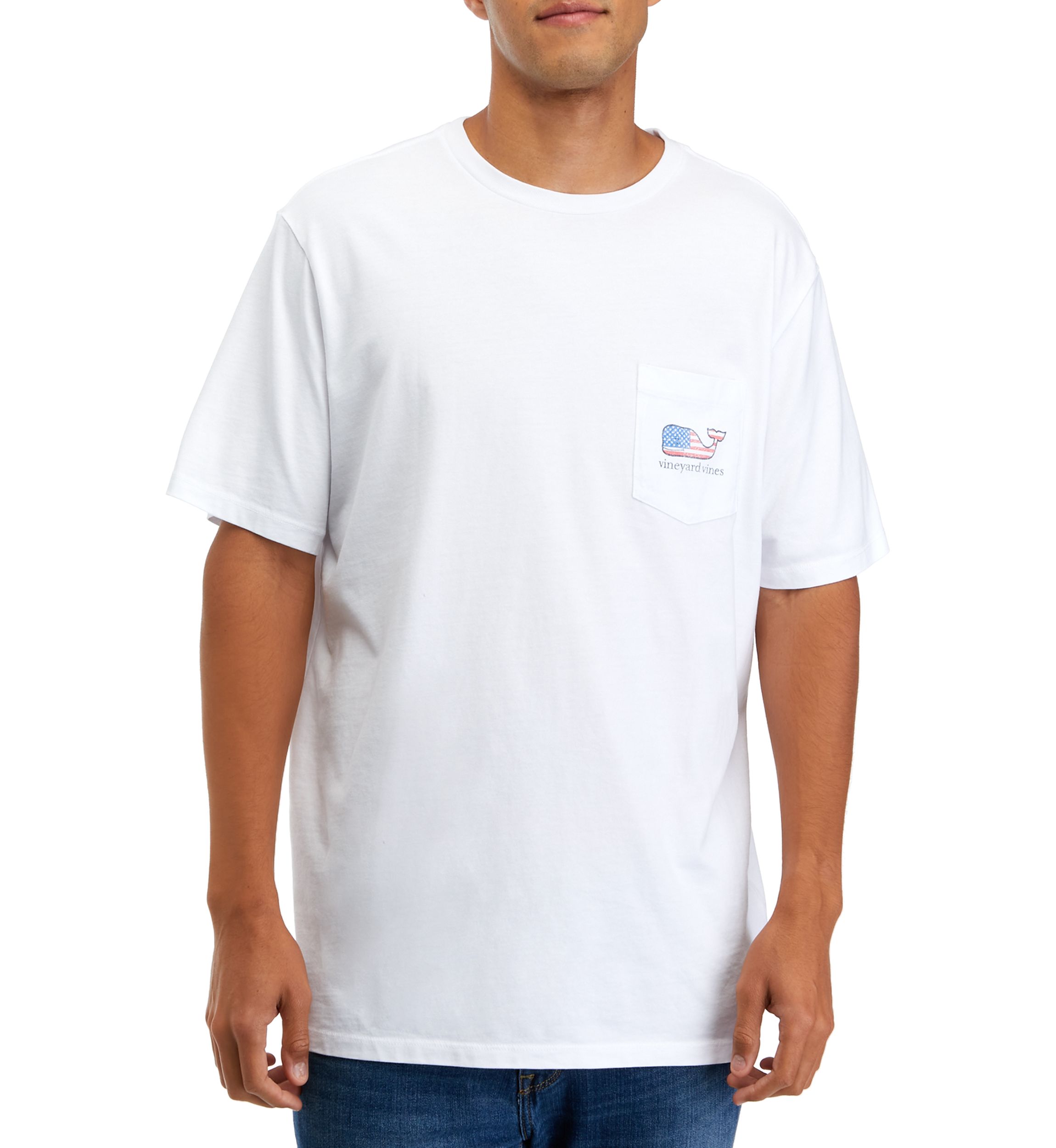 Flag Whale Short Sleeve Graphic Pocket T-Shirt