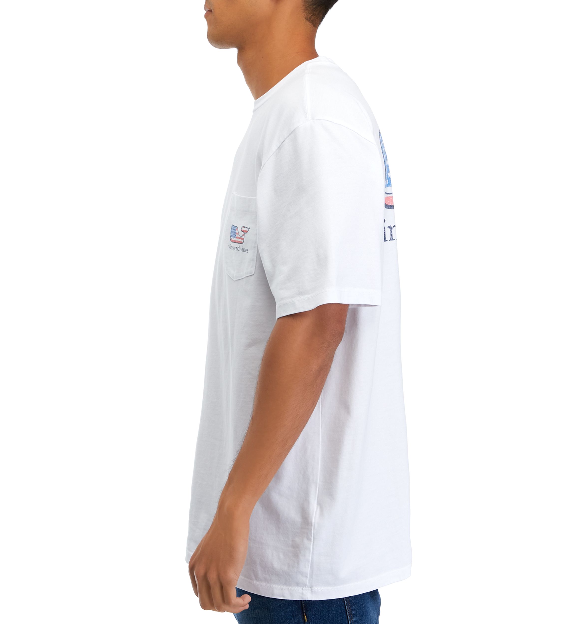 Flag Whale Short Sleeve Graphic Pocket T-Shirt