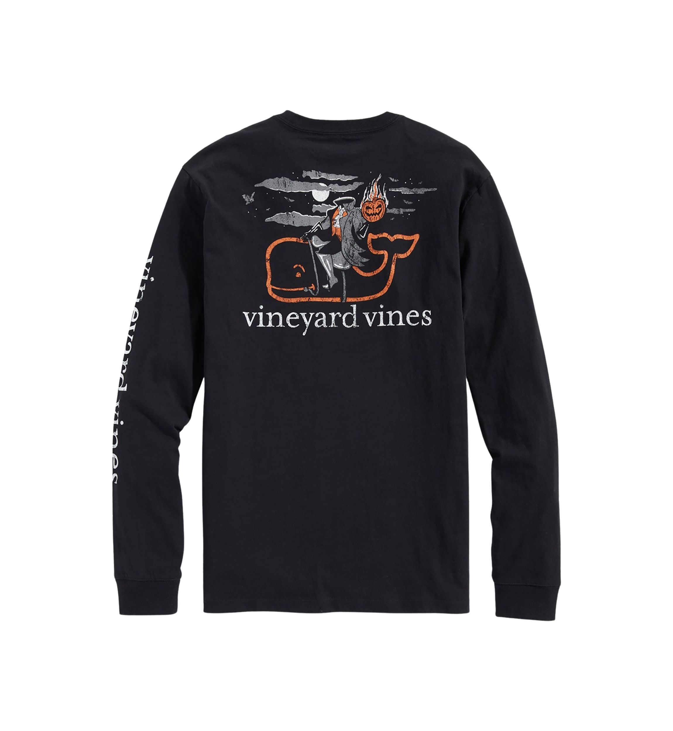 Headless Horseman Whale Long Sleeve Pocket Graphic T-Shirt