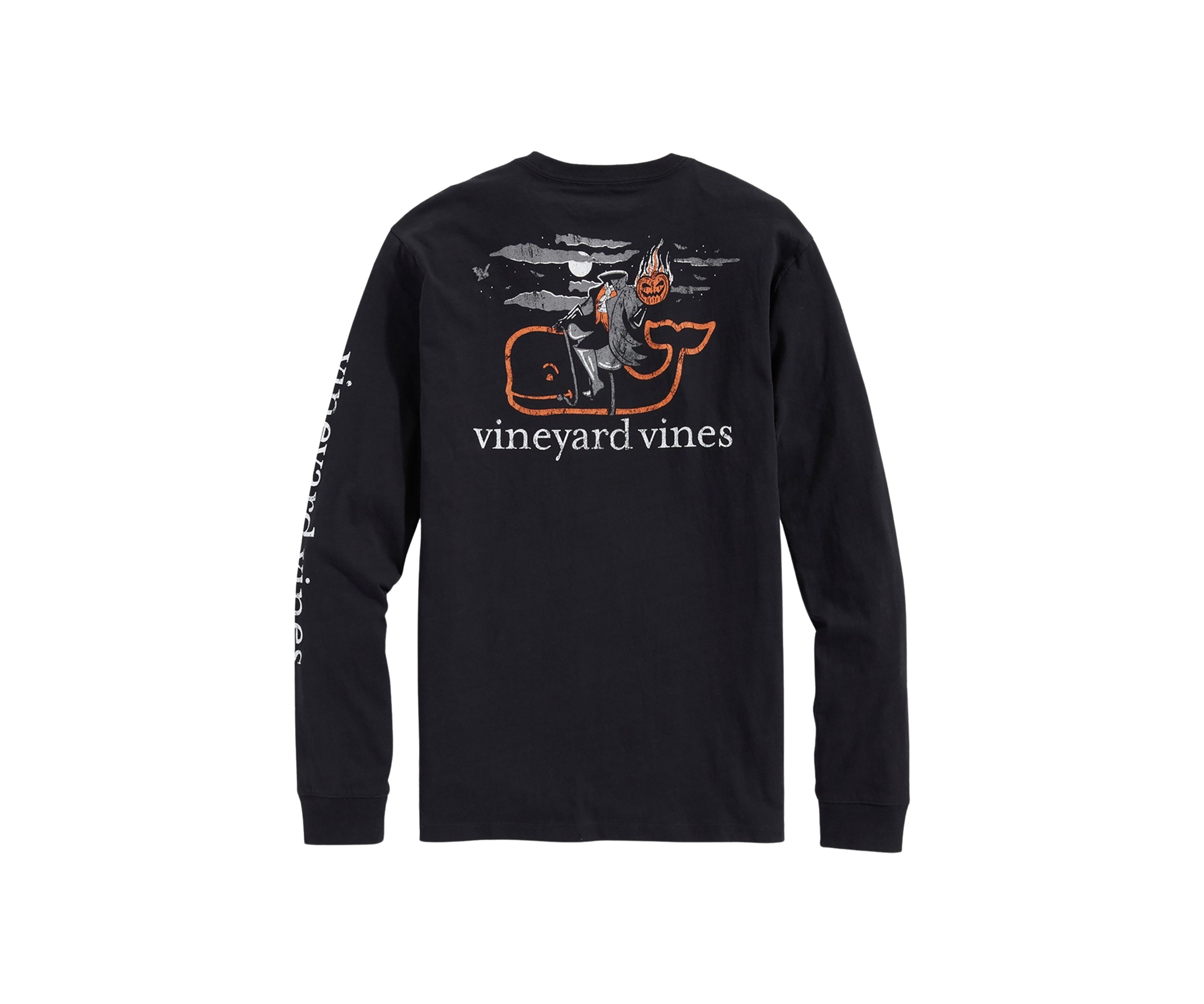 Headless Horseman Whale Long Sleeve Pocket Graphic T-Shirt
