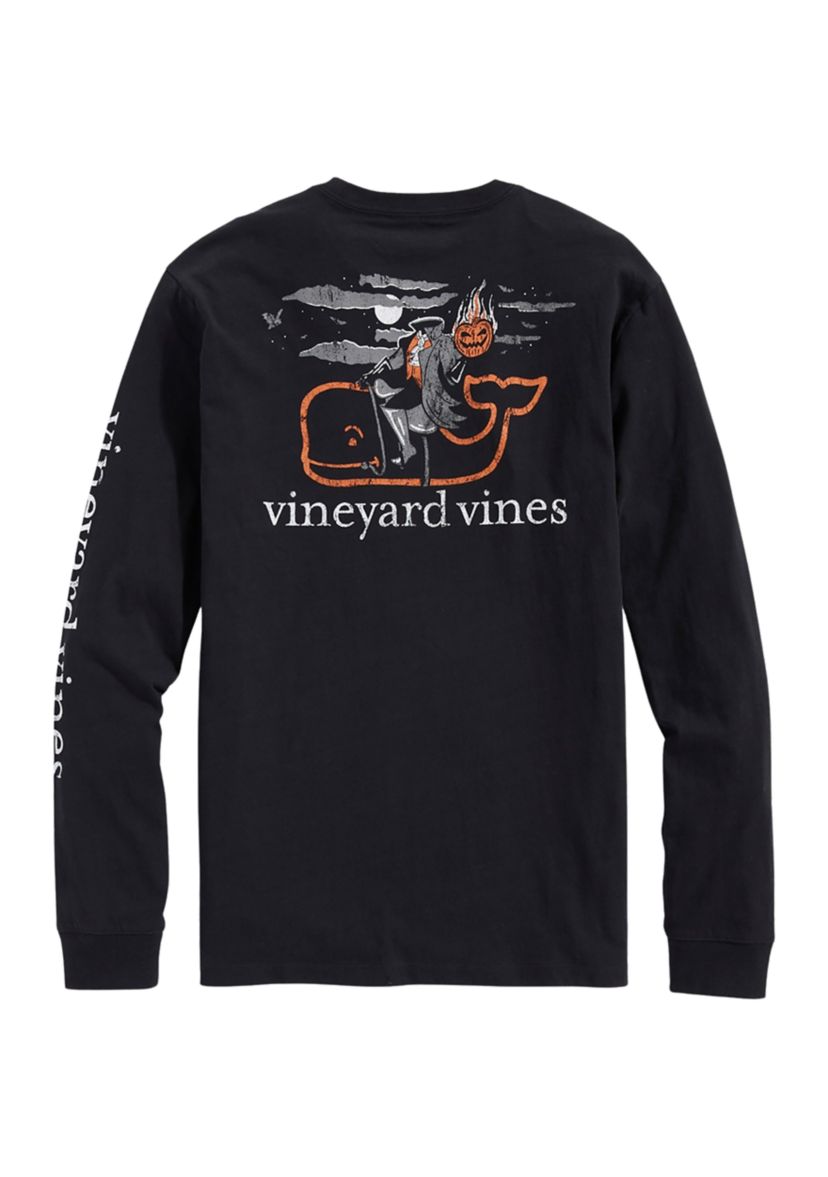Headless Horseman Whale Long Sleeve Pocket Graphic T-Shirt