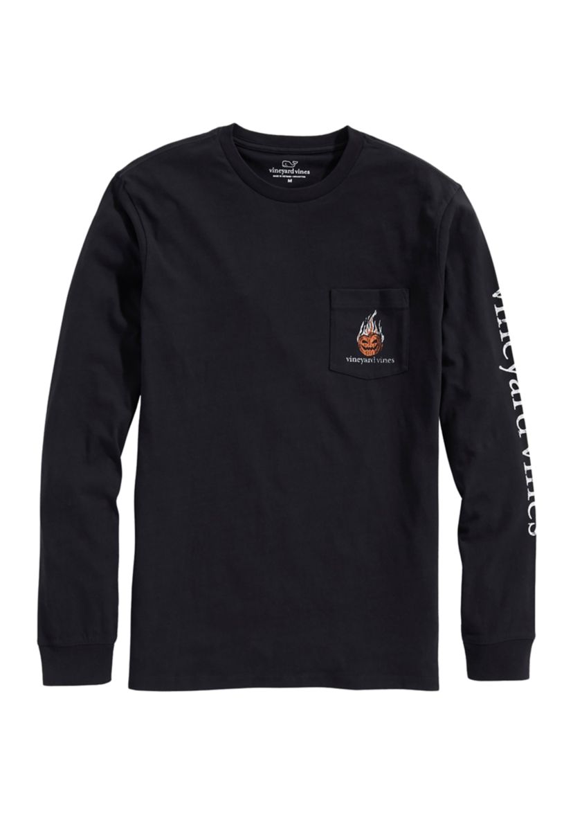 Headless Horseman Whale Long Sleeve Pocket Graphic T-Shirt