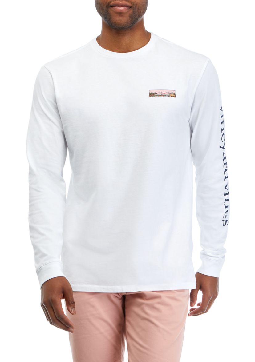 Mens Puppy Leaf Pile Logo Box Long Sleeve Graphic T-Shirt