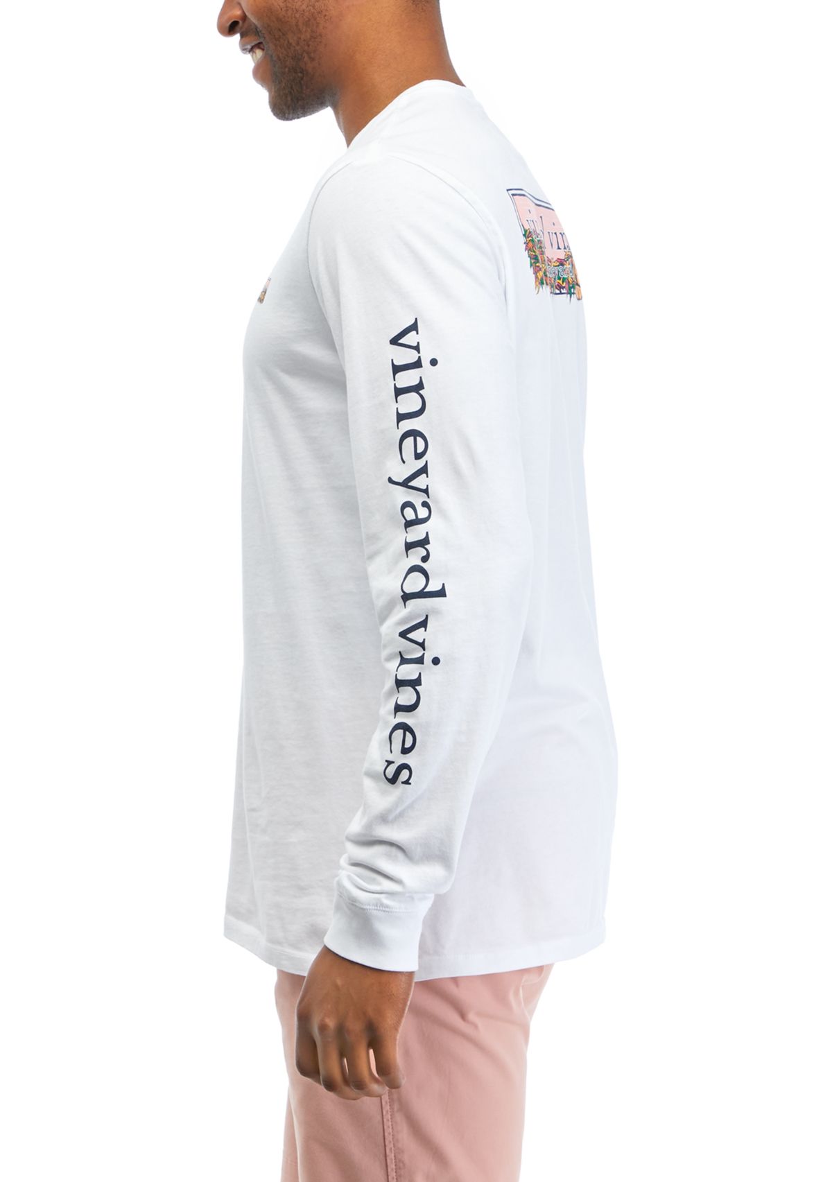 Mens Puppy Leaf Pile Logo Box Long Sleeve Graphic T-Shirt