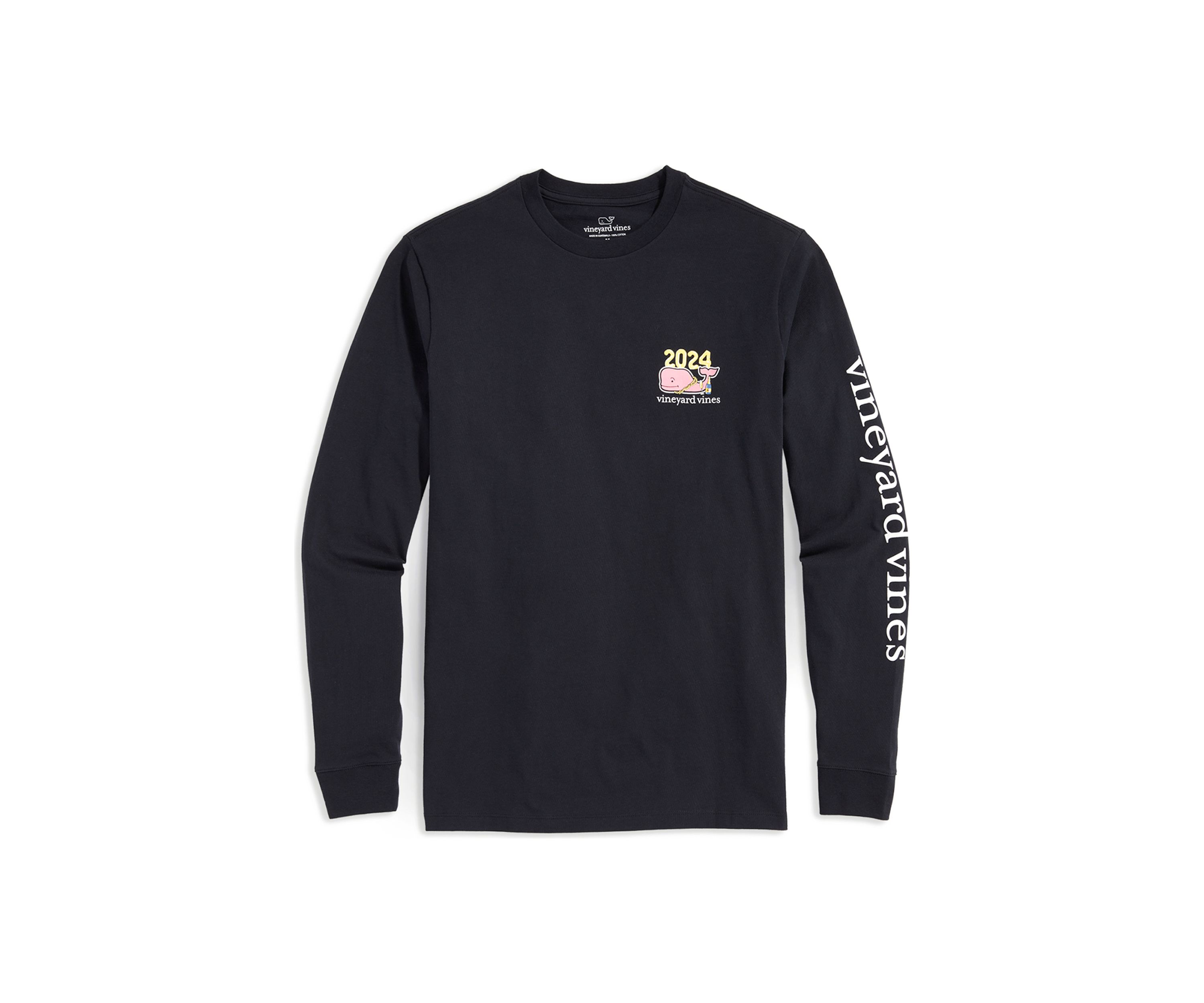 Mens NYE Martini Glass Whale Long Sleeve T-Shirt