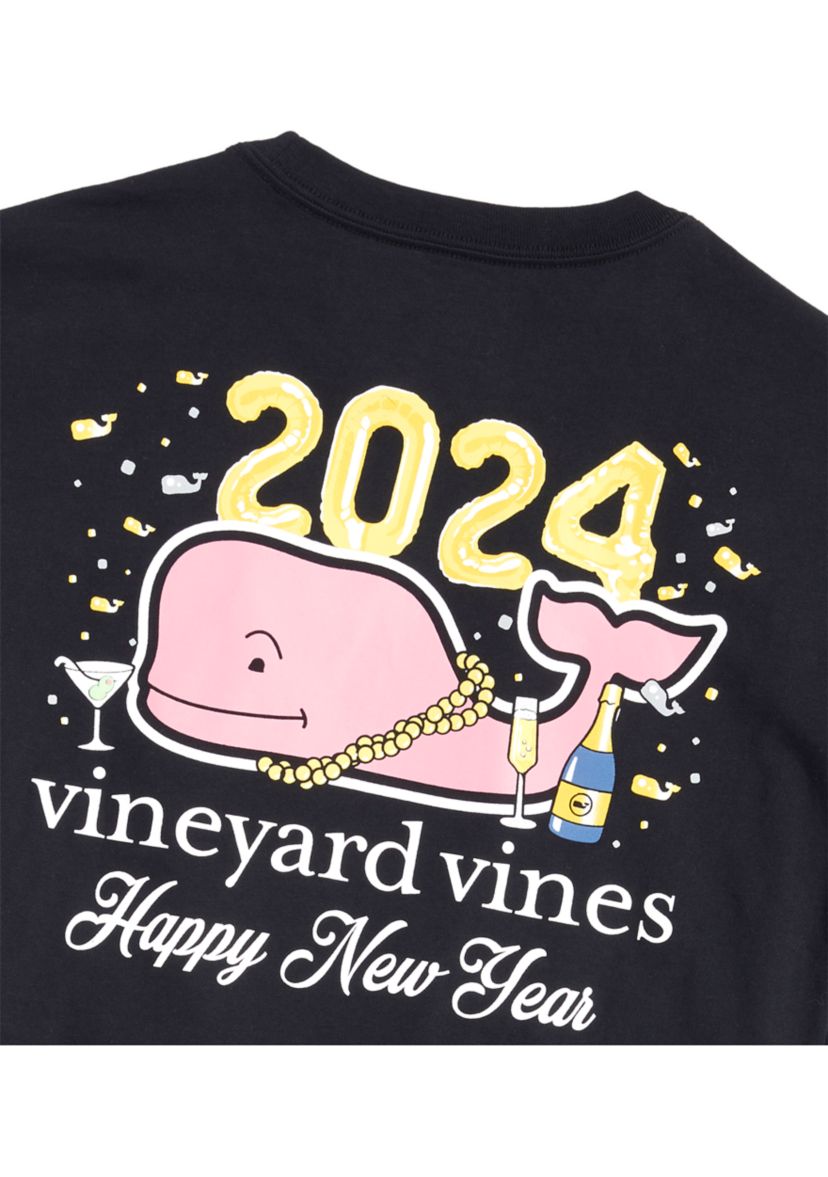 Mens NYE Martini Glass Whale Long Sleeve T-Shirt
