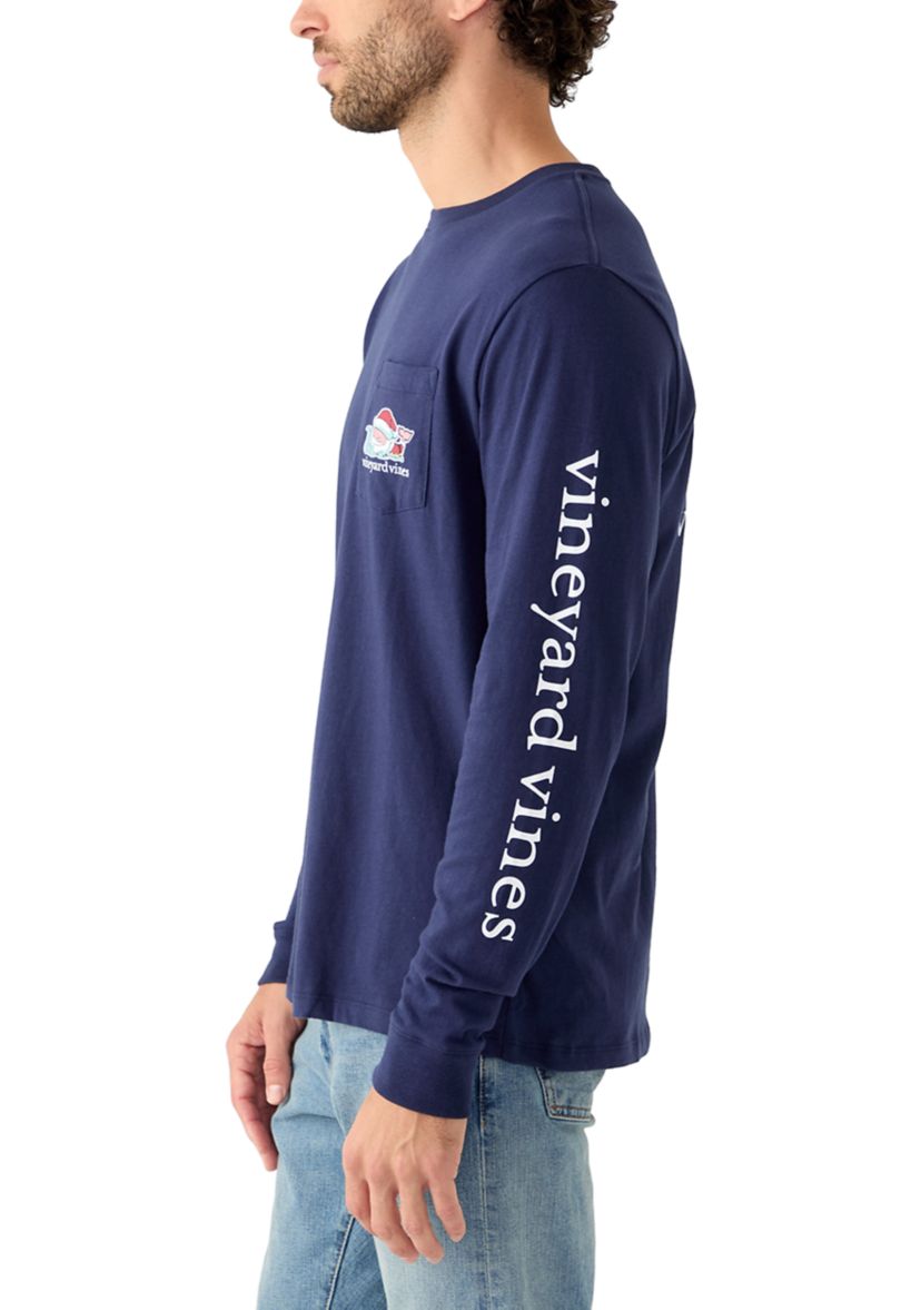 Mens Santas List Whale Long Sleeve Graphic T-Shirt