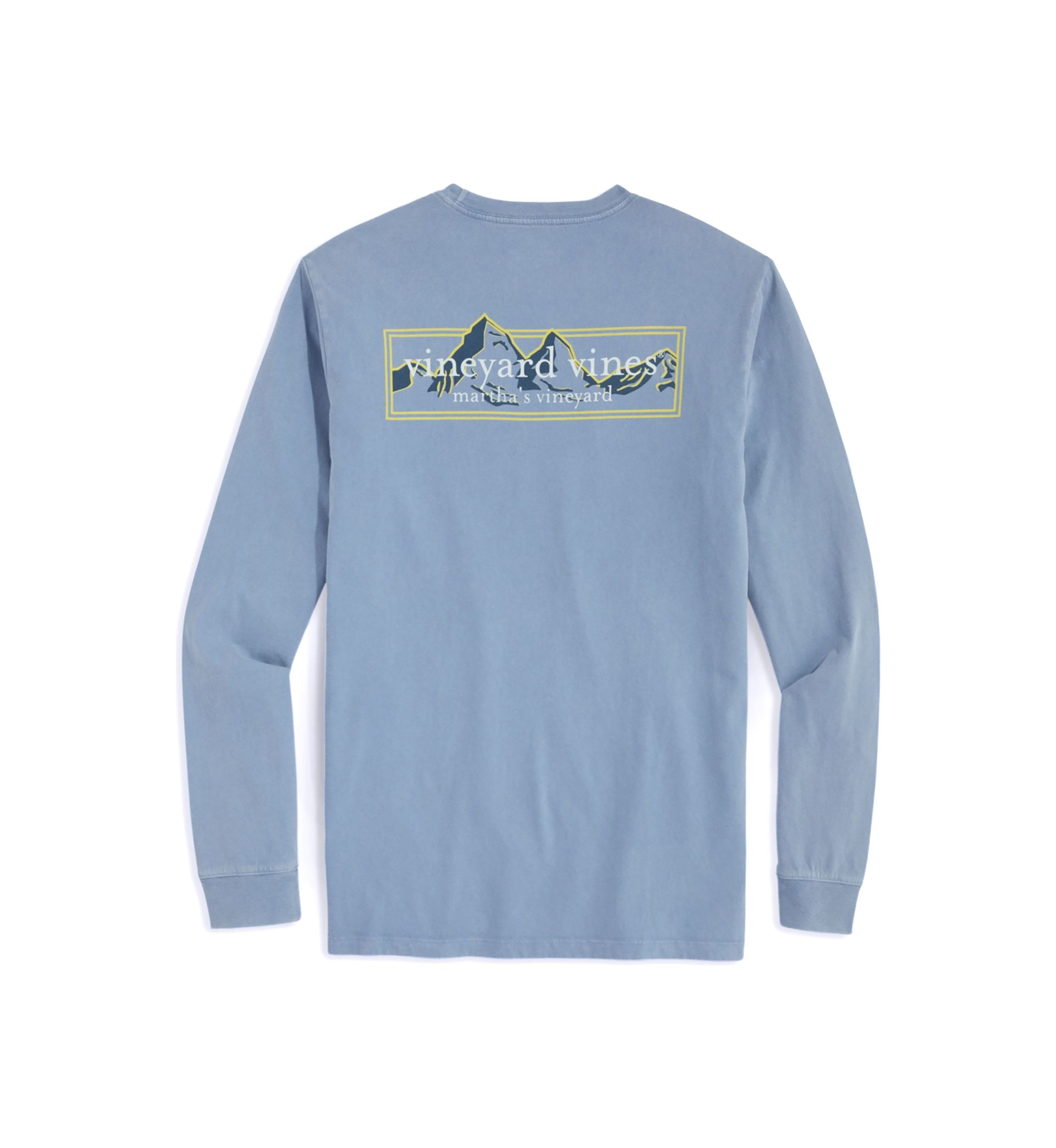 Mens Long Sleeve Mountain Box Logo Graphic T-Shirt
