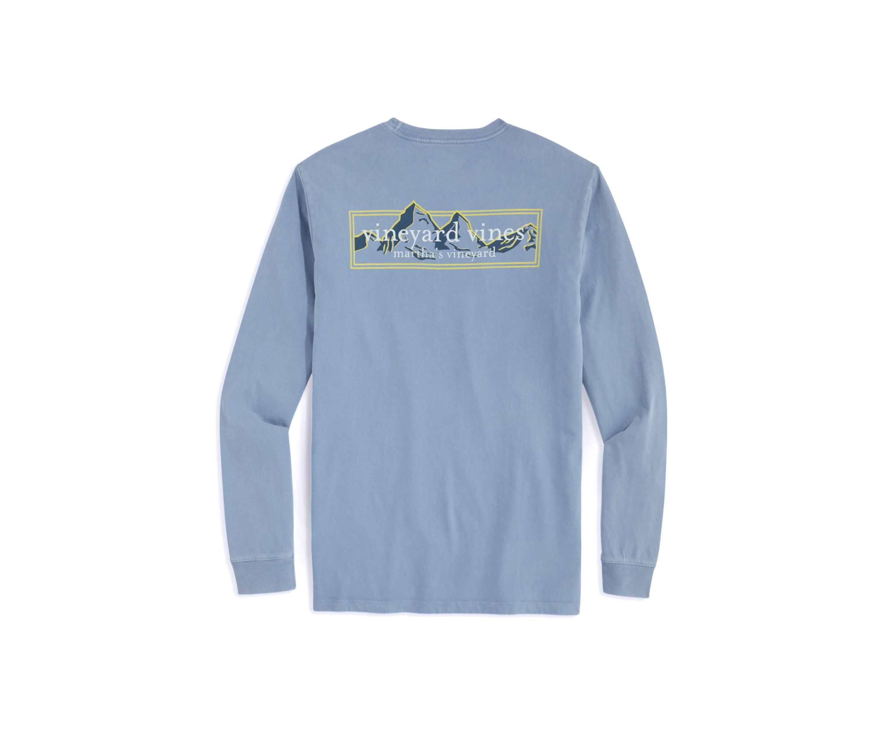 Mens Long Sleeve Mountain Box Logo Graphic T-Shirt