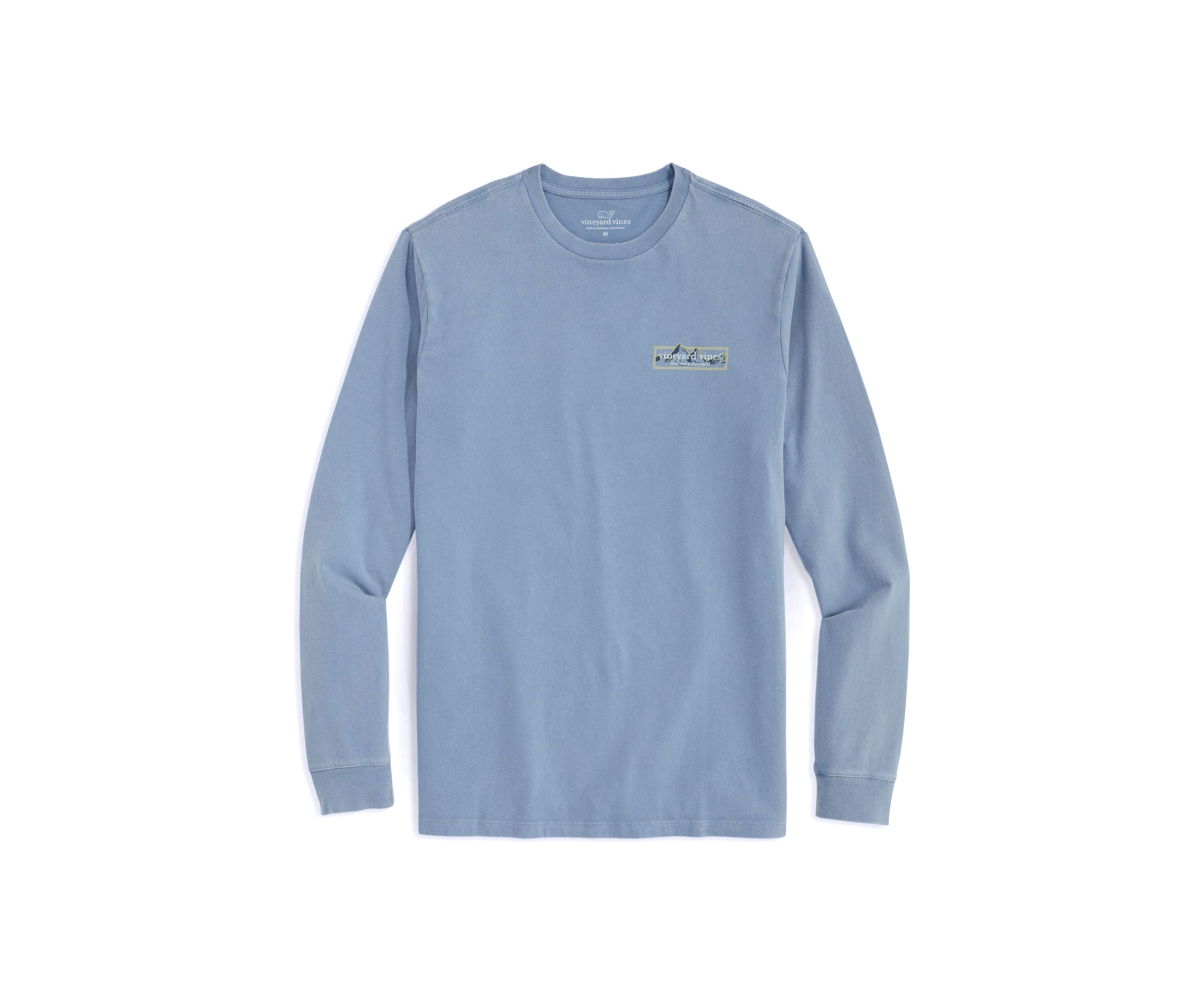 Mens Long Sleeve Mountain Box Logo Graphic T-Shirt