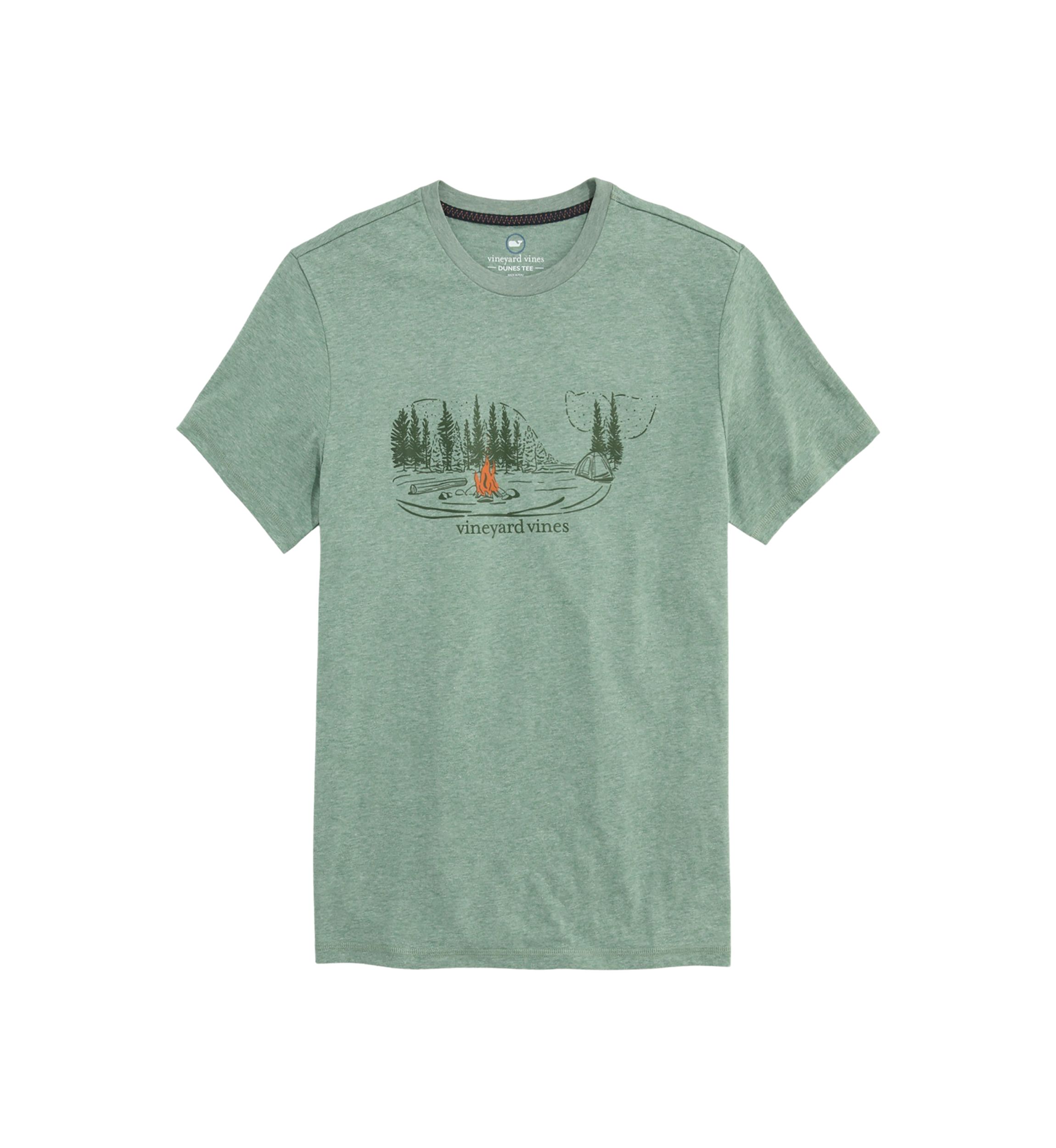 Mens Autumn Camping Whale Scenic Short Sleeve Graphic T-Shirt